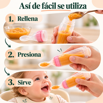 Cuchara dispensadora para comer con una mano
